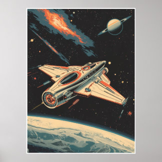 Poster Tour de l'espace - Futurisme du milieu du siècle