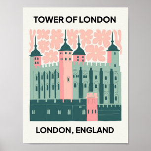 Poster Tour de Londres Angleterre Voyage abstrait art flo