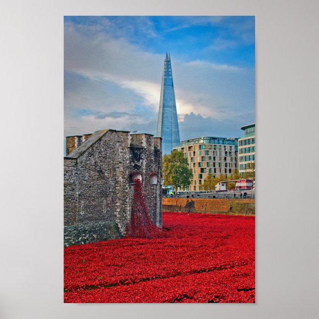 Poster Tour de Londres Red Poppies Angleterre Royaume-Uni (Devant)