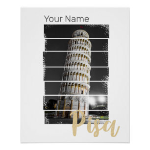 Poster Tour de Pise Italie Vintage Souvenir Retro