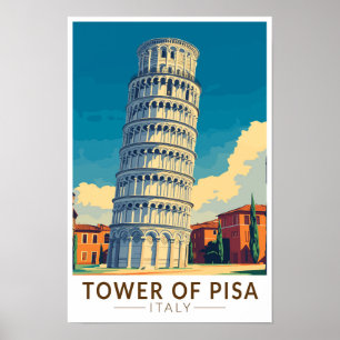 Poster Tour de Pise Italie Voyage Art Vintage