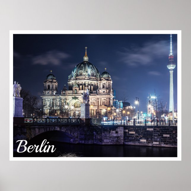 Poster Tour de télévision et Cathédrale de Berlin à Berli (Devant)