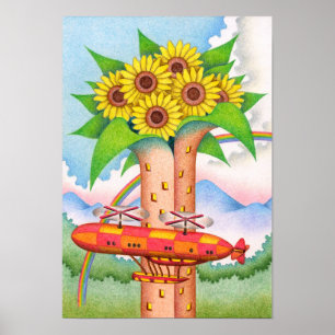 Poster Tour de tournesols en pleine floraison.