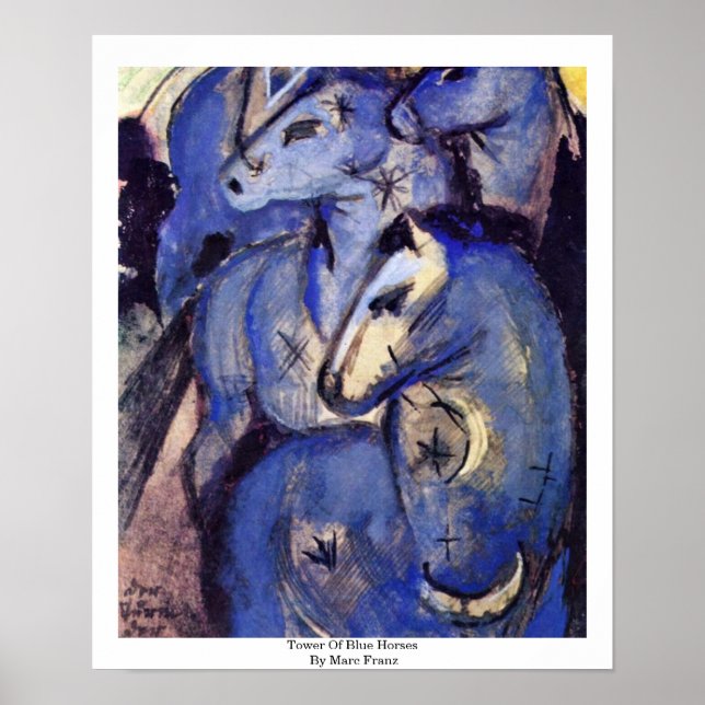 Poster Tour Des Chevaux Bleus Par Marc Franz (Devant)
