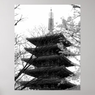 Poster Tour du Japon noir et blanc