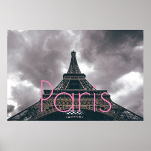 Poster Tour Eiffel à Paris Ville d'Amour romantique