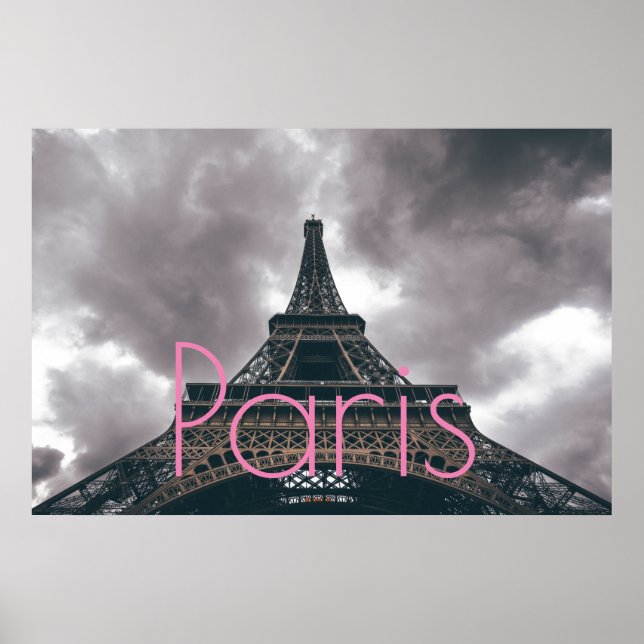 Poster Tour Eiffel à Paris Ville d'Amour romantique (Devant)