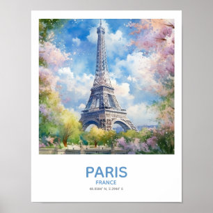 Poster Tour Eiffel au printemps - Paris, France