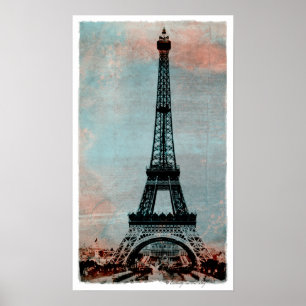 Poster Tour Eiffel au style Vintage Sunrise