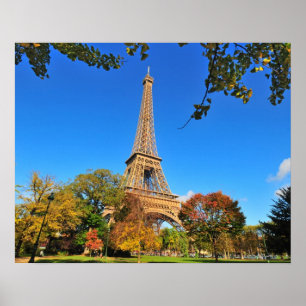 Poster Tour Eiffel avec les arbres et le feuille