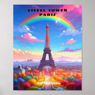 Poster Tour Eiffel Ciel arc-en-ciel
