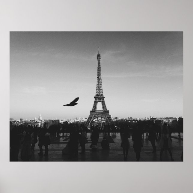 Poster Tour Eiffel en noir et blanc (Devant)
