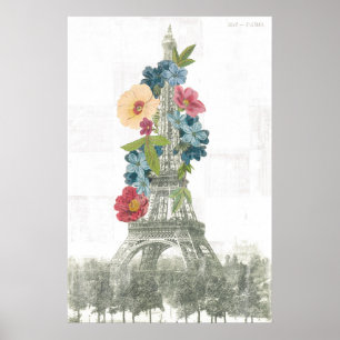 Poster Tour Eiffel fleurie   Paris, France