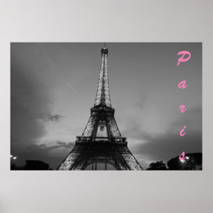 Poster Tour Eiffel Noir & Blanc à Paris Nuit