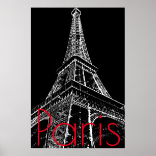 Poster Tour Eiffel Noir Blanc à Paris Oeuvre d'art