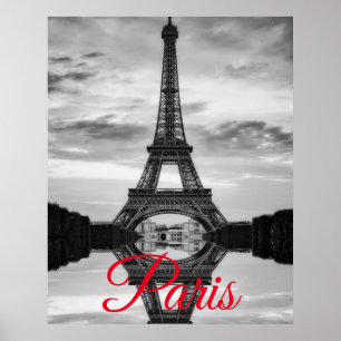 Poster Tour Eiffel Noir Blanc Paris Voyage Européen