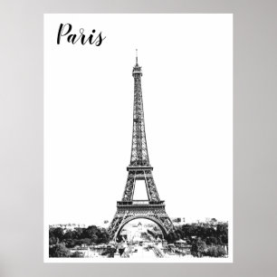 Poster Tour Eiffel noir et blanc