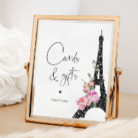 Tour Eiffel paris noir rose Cartes et cadeaux