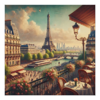 Poster Tour Eiffel Paris Peinture Vintage à l'huile