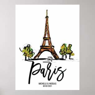Poster tour eiffel paris ROMANTIQUE COUPLE
