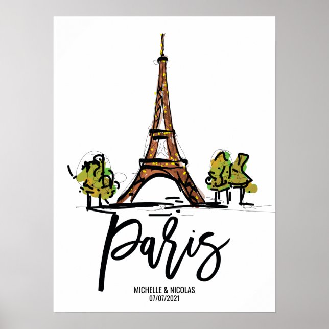 Poster tour eiffel paris ROMANTIQUE COUPLE (Devant)