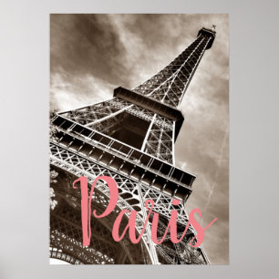 Poster Tour Eiffel Paris Sepia Vintage
