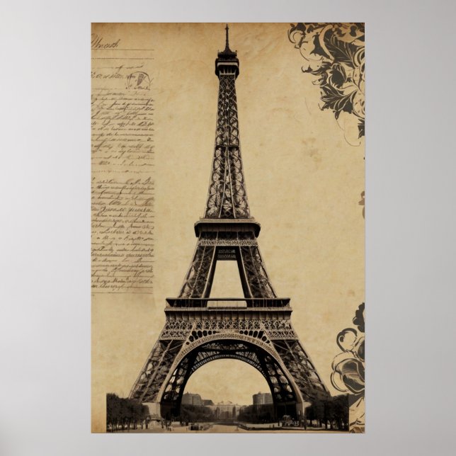 Poster Tour Eiffel Paris Vintage (Devant)