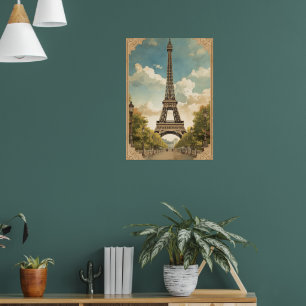 Poster Tour Eiffel Paris Voyage Style Rétro Art Vintage