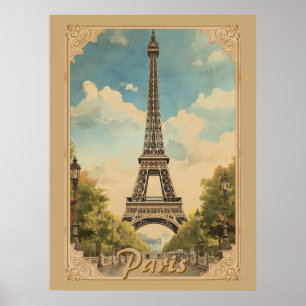 Poster Tour Eiffel Paris Voyage Style Rétro Art Vintage