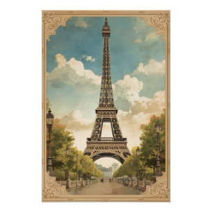 Poster Tour Eiffel Paris Voyage Style Rétro Art Vintage