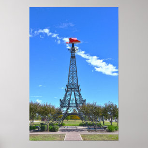 Poster Tour Eiffel portant un chapeau de cowboy rouge, Pa