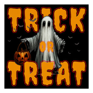 Poster tour ou friandise halloween effrayant fantôme citr