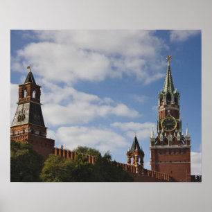 Poster Tour Spasskaya en Carré rouge, Moscou, Russie