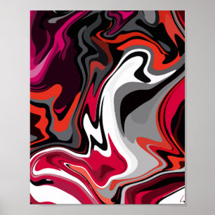 Poster Tourbillon abstrait dynamique de rouge, noir, blan