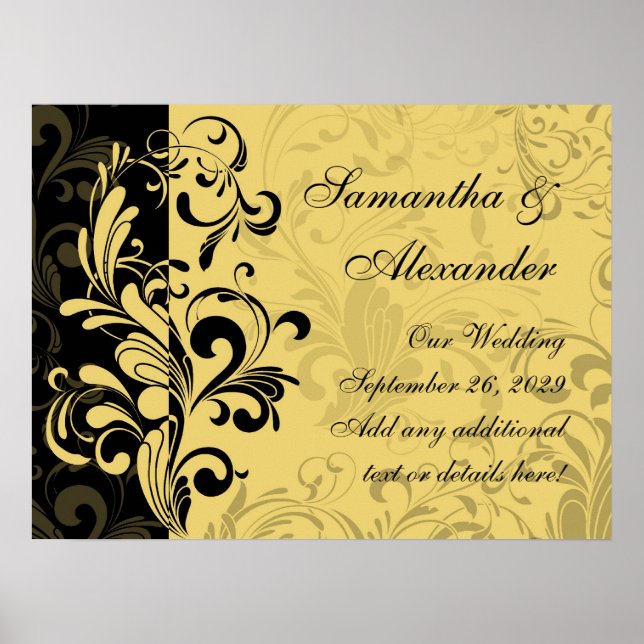 Poster Tourbillon contemporain jaune et noir (Devant)