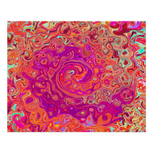 Poster Tourbillon de marbre rétro abstrait corail et viol