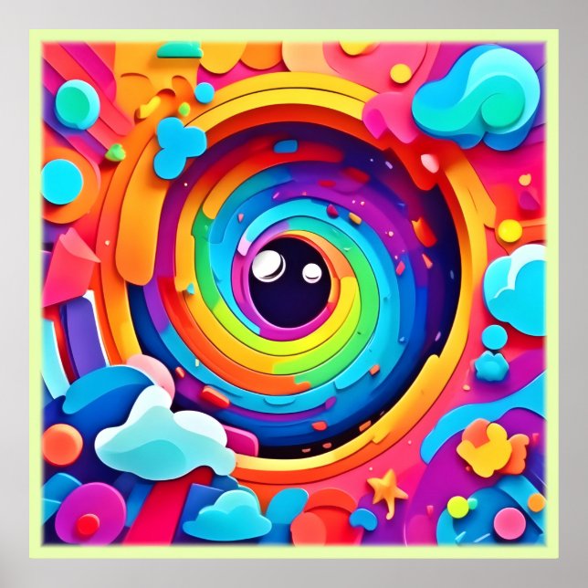Poster Tourbillon d'imagination colorée (Devant)