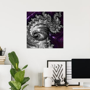 Poster Tourbillon fractal argent et violet