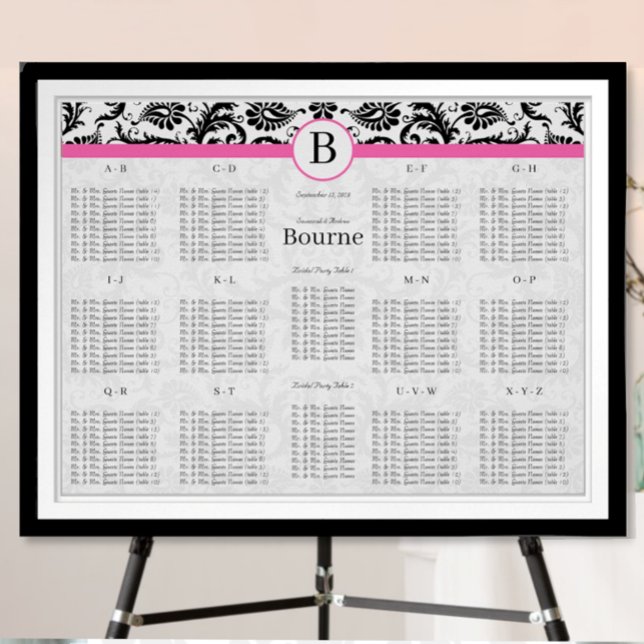 Poster Tourbillons de Damas noir et blanc avec garniture  (Créateur téléchargé)