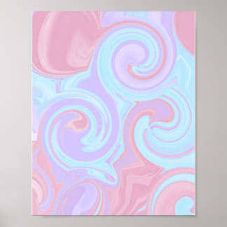 Poster Tourbillons rose et bleu ( La barbe à papa )