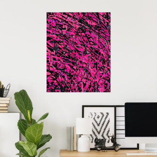 Poster Tourbillons roses et noirs sauvages