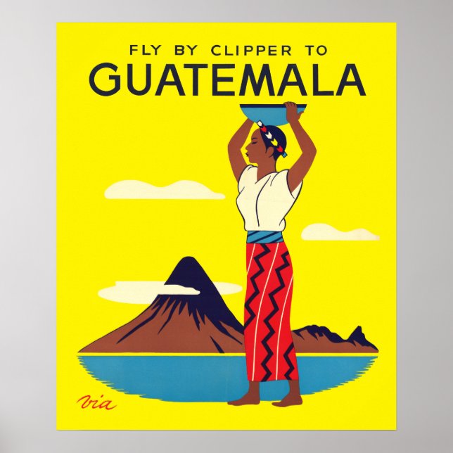 Poster Tourisme aérien vintage Guatemala (Devant)
