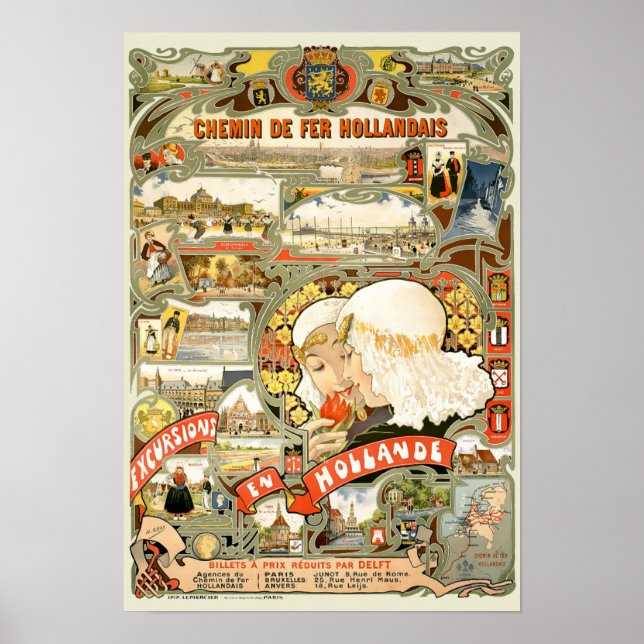 Poster Tourisme vintage Art Nouveau Holland (Devant)