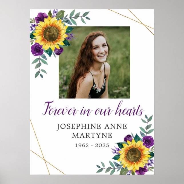 Poster Tourjours Dans Nos Coeurs Tournesol Pourpre Funéra (Devant)