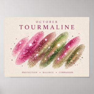 Poster Tourmaline Art A4 pierre de naissance d'octobre
