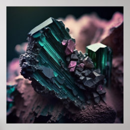 Poster Tourmaline Ore Macro - Pegmatite Dépôt Pr