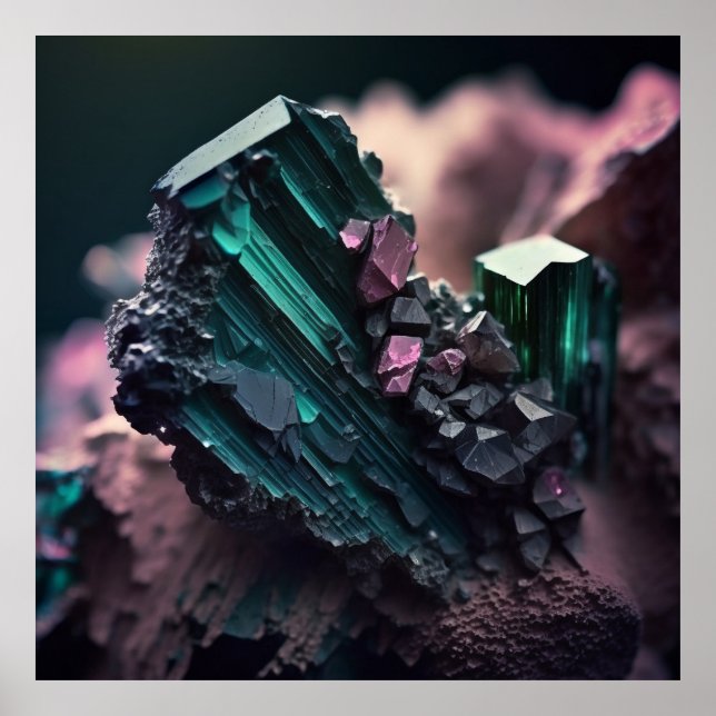 Poster Tourmaline Ore Macro - Pegmatite Dépôt Pr (Devant)