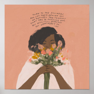 Poster Tourner vers les fleurs inspiration citation art n