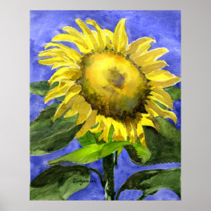 Poster Tournesol 2 aquarelle Peinture Art Imprimer