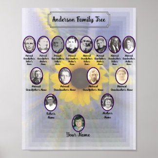 Poster Tournesol 3D avec photos Oval Ancestor